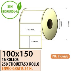 100X150 - 16 Rollos Etiquetas Térmicas 250 ET/ROLLO