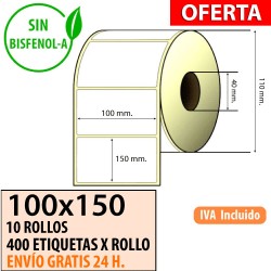 100X150 - 9 Rollos Etiquetas Térmicas 400 ET/ROLLO